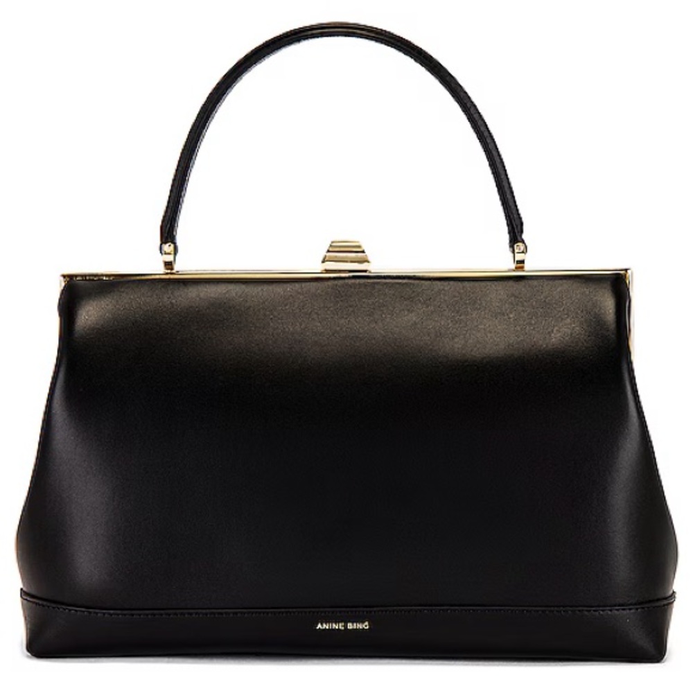 ANINE BING Elly Purse Black and Gold Satchel NEW with Tags